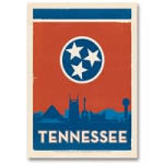 Tennessee-themed rectangular sign with a skyline and stars