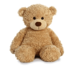 Plush teddy bear sitting on a white background