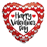 Heart-shaped Valentine’s Day balloon with red and white hearts