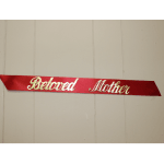 Red ribbon banner reading Beloved Mother