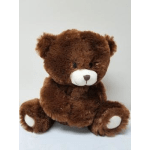 Brown plush teddy bear with a white snout and paw pads