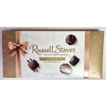 Box of assorted Russell Stover milk and dark chocolates