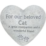 Heart-shaped memorial stone with text for a beloved cat