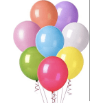 Cluster of colorful helium balloons on white background