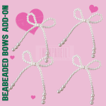 Pearl-beaded bow decorations on a pink background
