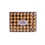 Box of Ferrero Rocher chocolates in gold wrappers