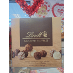 Box of Lindt gourmet truffles with assorted chocolates pictured on the front