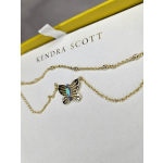Kendra Scott Gold Butterfly Pendant Necklace – Iridescent Stone Layered Chain