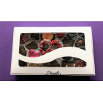 Box of assorted chocolates with a purple label