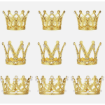 Set of gold decorative crowns with rhinestone accents