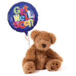 Teddy bear with a "Get Well Soon!" balloon