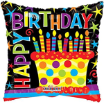 Birthday balloon with a cake and candles design