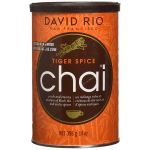 Orange tin of David Rio Tiger Spice chai tea