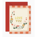 Greeting card with flowers and "LOVE YOU so much" text