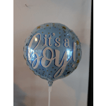 Blue foil balloon with the words "It's a boy" and star pattern