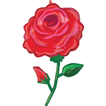 Red rose-shaped balloon with green stem and bud