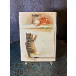 Greeting card with two kittens illustrated on the front