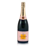 Bottle of Veuve Clicquot Rosé champagne on a white background