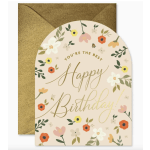 Floral birthday card with gold envelope