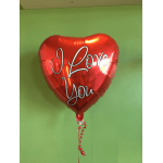 Red heart-shaped balloon with "I Love You" text