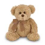 Plush teddy bear with a brown plaid bow