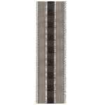 Vertical decorative ribbon with brown and silver stripes