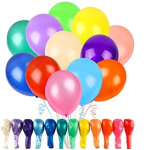 Assorted colorful balloons with matching balloon ties