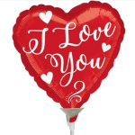 Red heart-shaped balloon with "I Love You" text