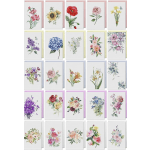 A grid of floral greeting cards with watercolor flower illustrations