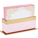 Pink thank-you cards in a gold and pink box