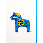 Blue decorative horse cutout with a flower motif