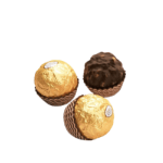Three wrapped chocolate truffles on a white background