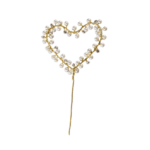 Heart-shaped gold floral pick with clear bead accents