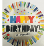 Birthday balloon with colorful "HAPPY BIRTHDAY!" text