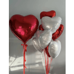 Elegant Heart Balloon Set – Red & Silver (10 Balloons)