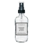 Clear spray bottle labeled "Choose Your Scent"