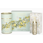 Tea gift set with floral lemon packaging and a gold infuser