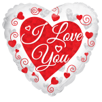 Heart-shaped balloon with "I Love You" text and red heart graphics