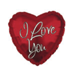 Red heart-shaped balloon with "I Love You" text