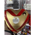 Heart-shaped Ferrero Rocher chocolate box with red and gold packaging