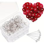 Red rose bouquet with crystal pins and a box of decorative picks