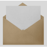 Blank white card in a tan envelope