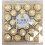 Box of Ferrero Rocher chocolates in gold wrappers