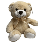 Beige teddy bear with a satin ribbon bow
