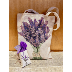 Tote bag and small sachet with lavender flower designs