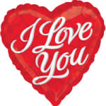 Red heart-shaped balloon with "I Love You" text