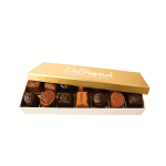 Box of assorted chocolates in a gold gift box