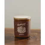 Amber candle in a glass jar with a wooden lid