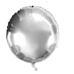 Silver round foil balloon on a white background