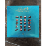 Box of Lindt mini pralines in turquoise packaging